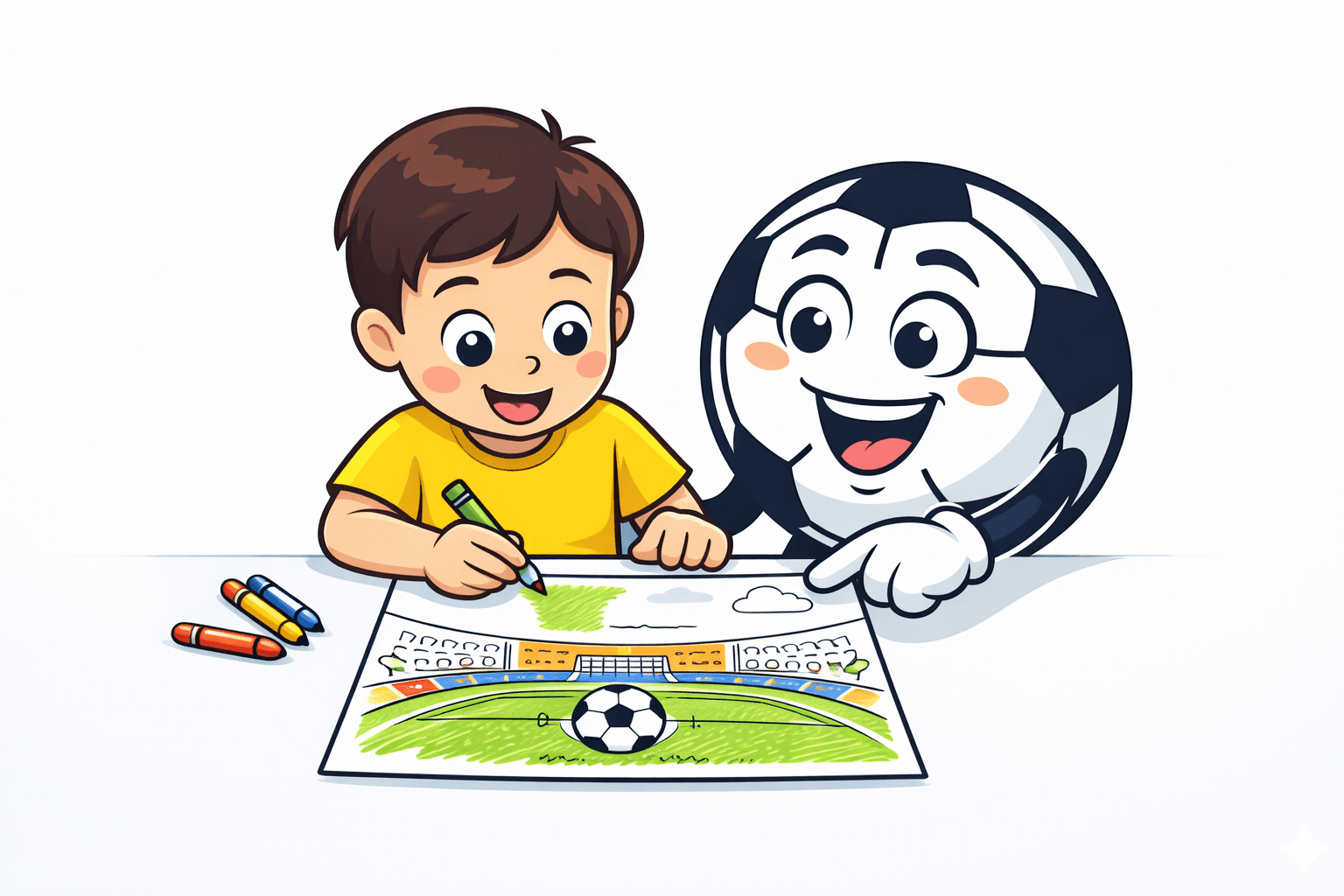 Kind kleurt een WK 2026 voetbal kleurplaat