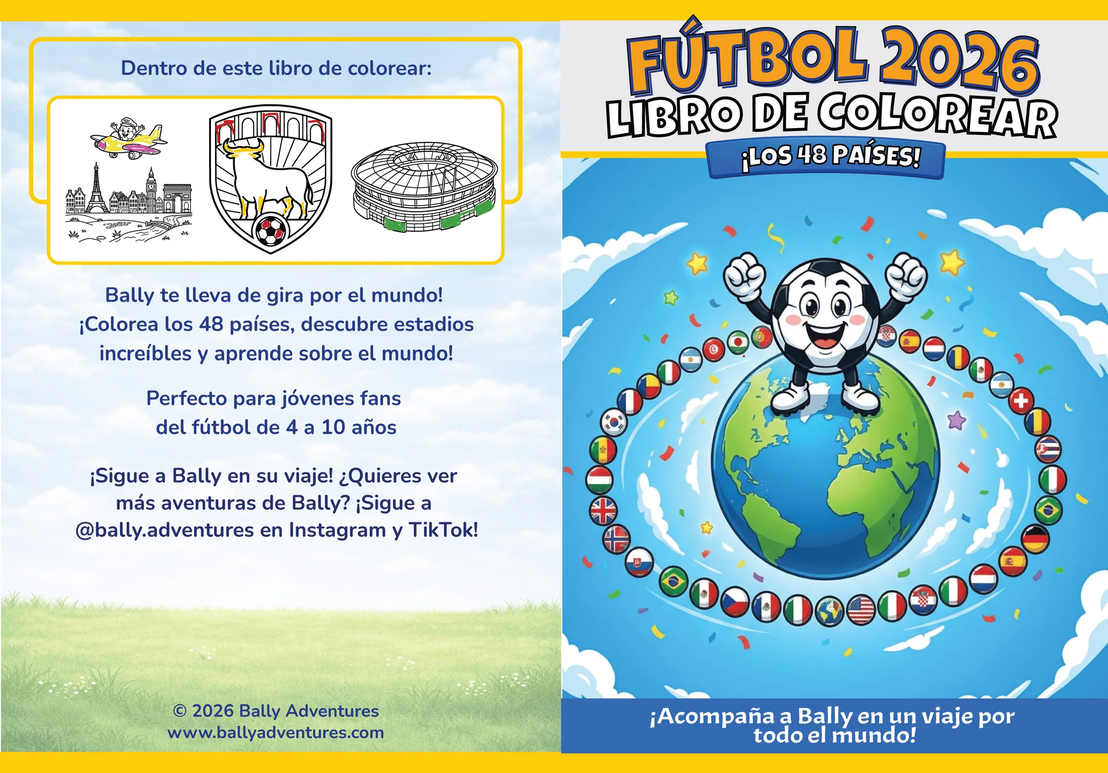 Portada — Libro para colorear Mundial 2026 con la mascota Bally